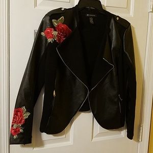 INC FAUX Leather and Knit Jacket Black